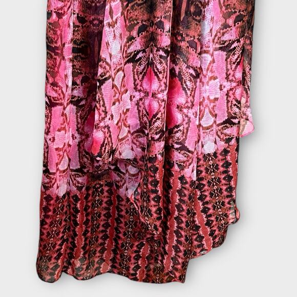 LAUNDRY BY SHELLI SEGAL pink Snakeskin Flowy Strapless Maxi Dress size 4 - Picture 4 of 8